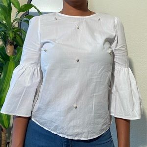 ZARA White Pearl Blouse